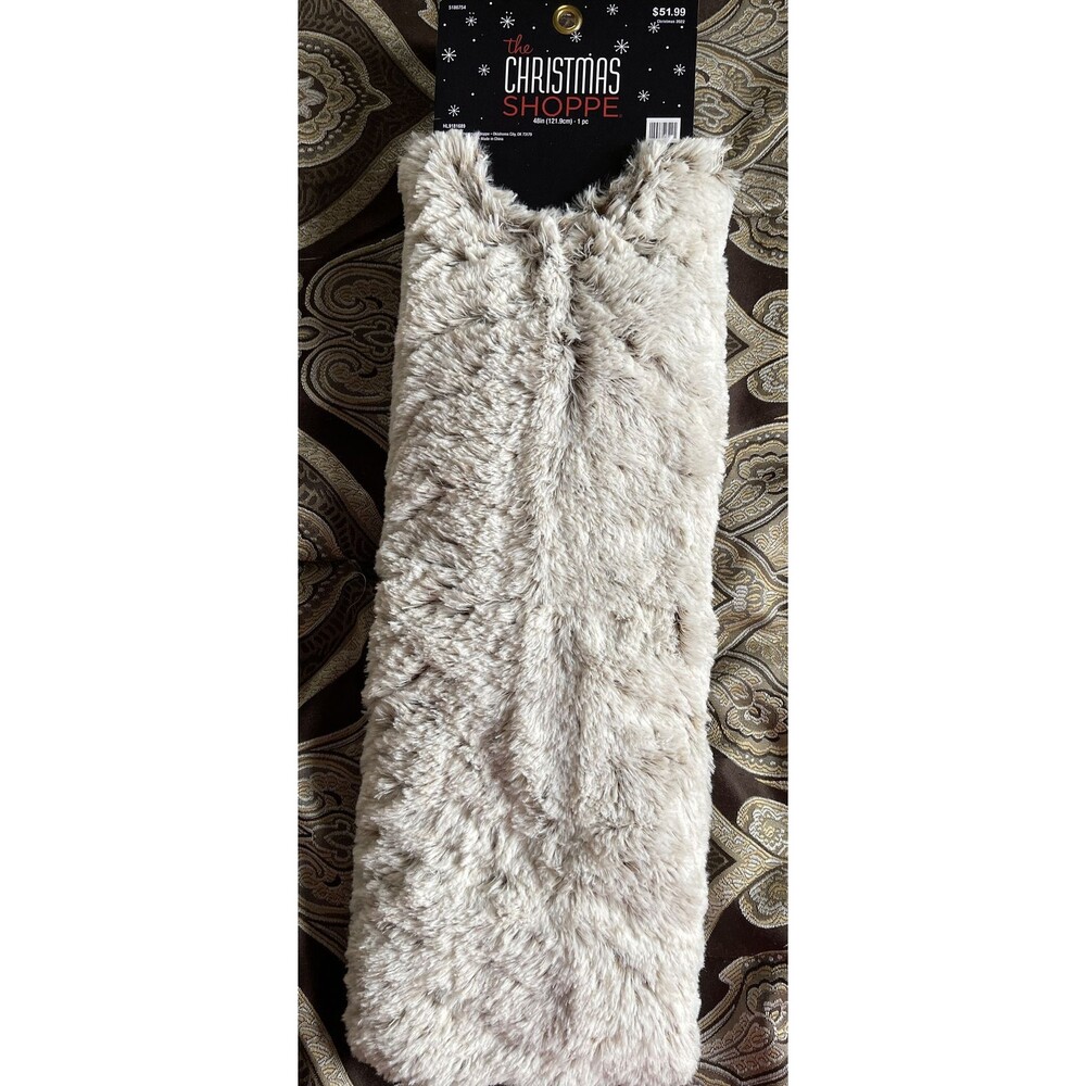 Christmas Tree Skirt Faux Fur Is Lined Plush Tree Skirt 48" Beige New